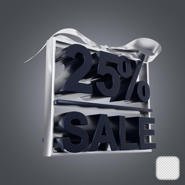 PSD sale discount price 25 percent 3d illustration