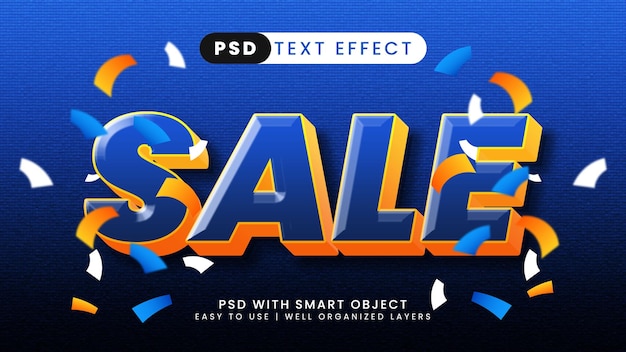 Sale editable text effect with blue and orange text style