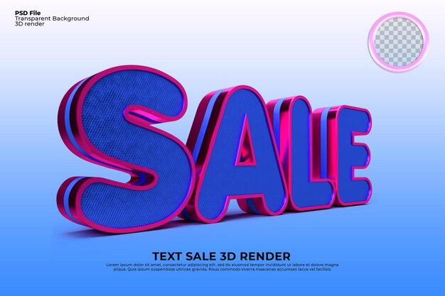 PSD Продажная буква 3d render для магазина синего цвета