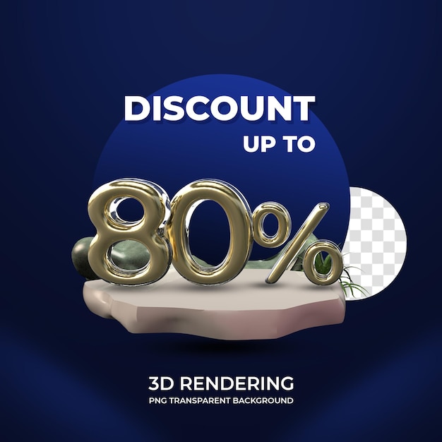 Sale promotie poster-sjabloon 80 procent korting op 3d-rendering