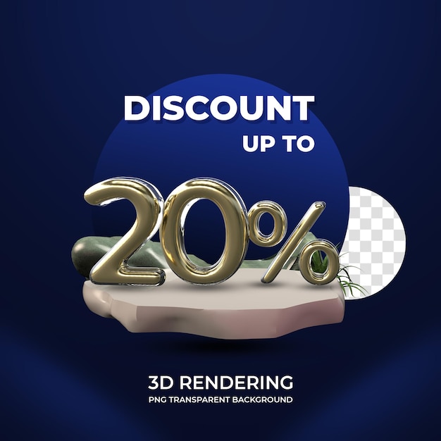 Sale Promotion Poster template 20 percent off 3d rendering