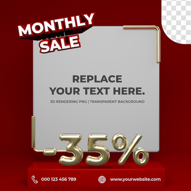 Sale promotion poster template 3d render transparent background