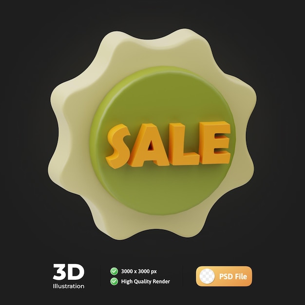 Sale siogn shopping market 3d illustration