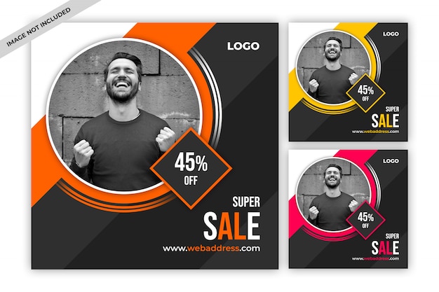 Sale social media post template set