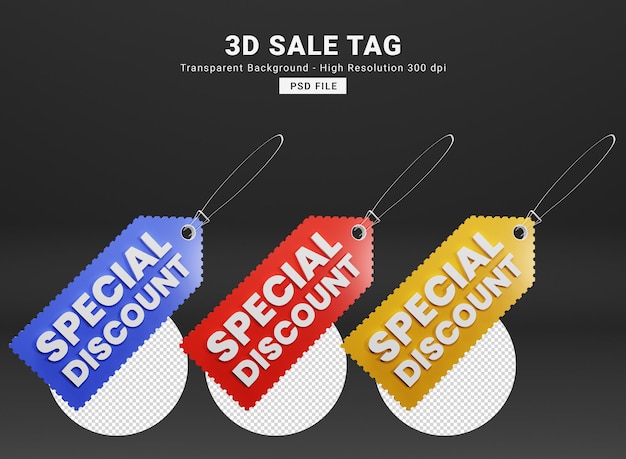 PSD sale tag 3d rendering premium psd