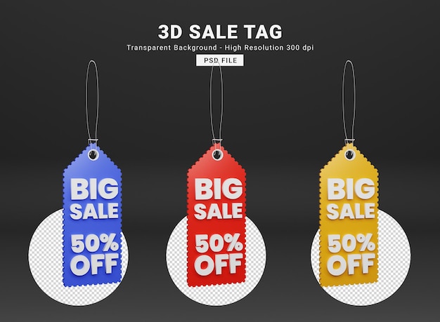 PSD sale tag 3d rendering premium psd