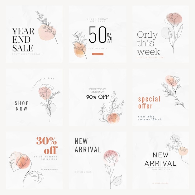 PSD sale templates psd for year end sale minimal style social media ad set