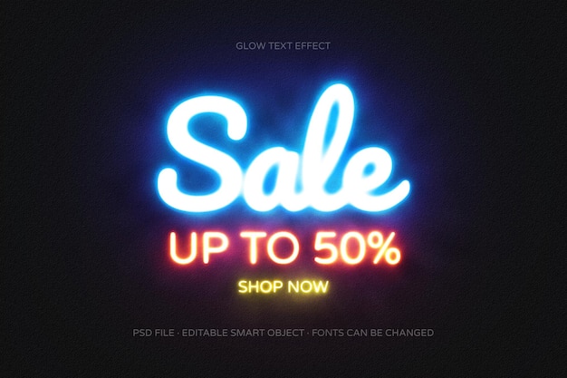 PSD sale text effect in glow editable