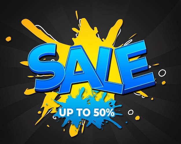 PSD sale up to  splash black background