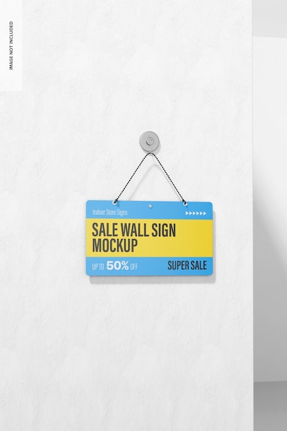 PSD sale wall sign mockup low angle view