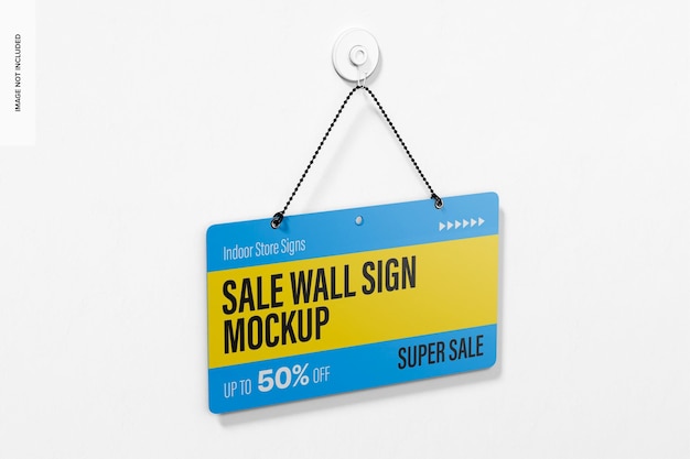 PSD sale wall sign mockup, perspective