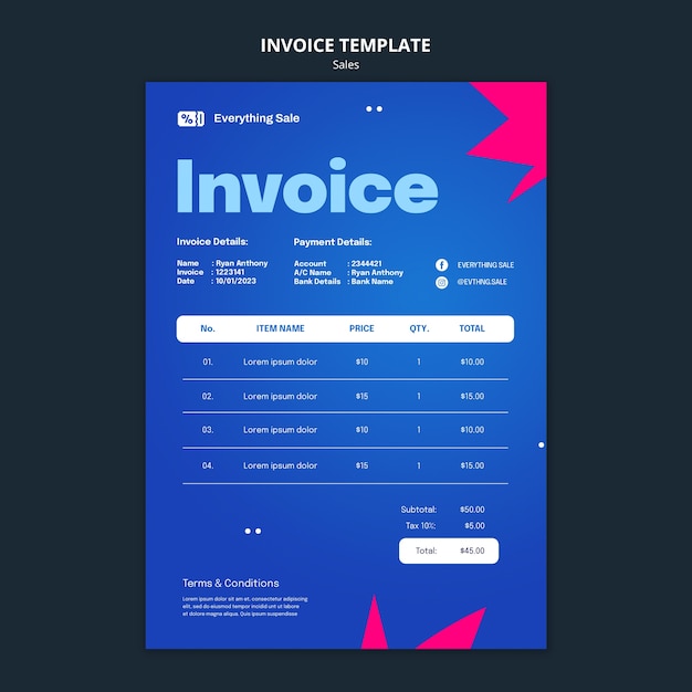 PSD sales discount  invoice template