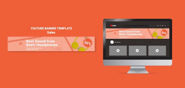 PSD sales discount youtube banner template