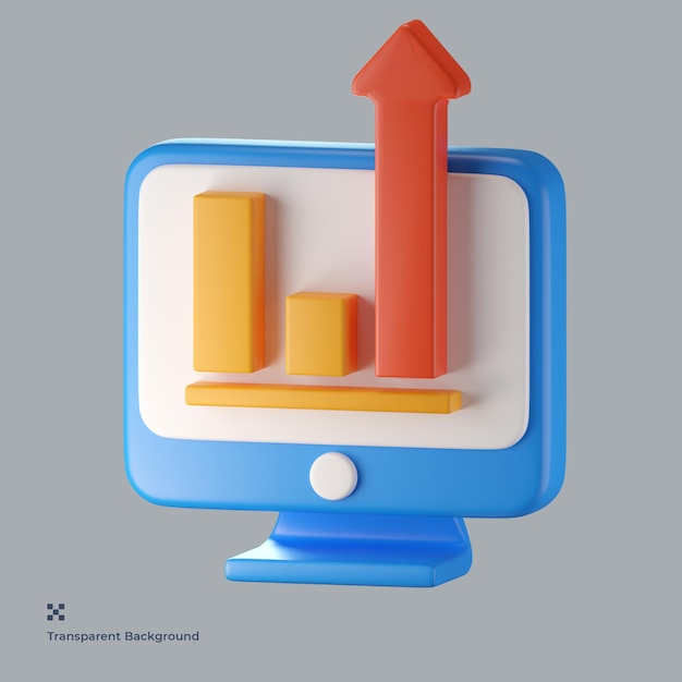 Sales grow 3d icon illustration