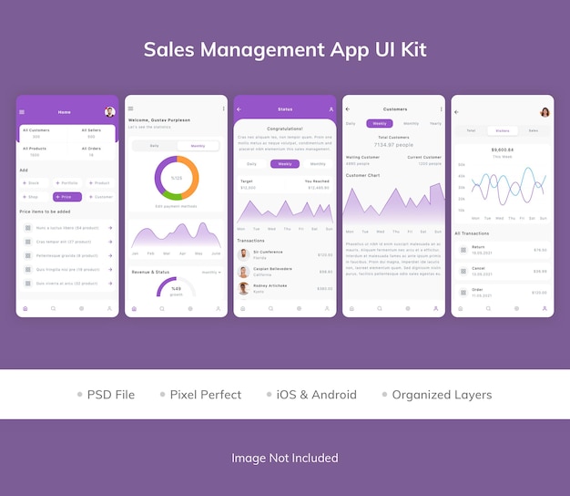 Sales management app ui kit