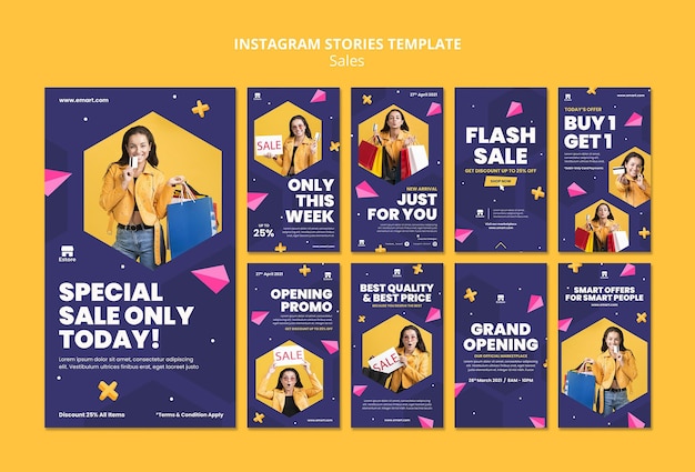 PSD sales social media stories set