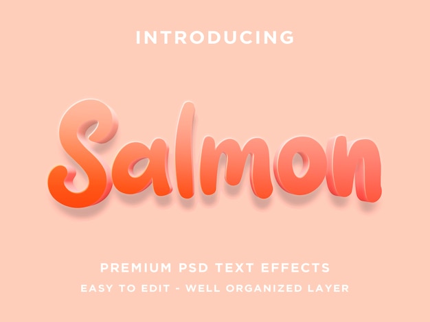 Salmon 3d text style effect