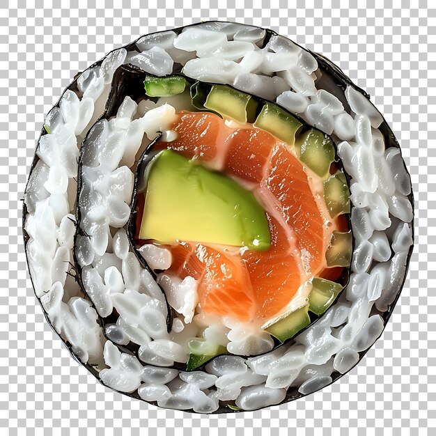 PSD salmon avocado sushi roll png with transparent background