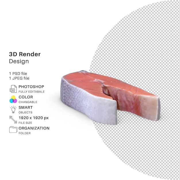 PSD 연어 물고기 3d 렌더링