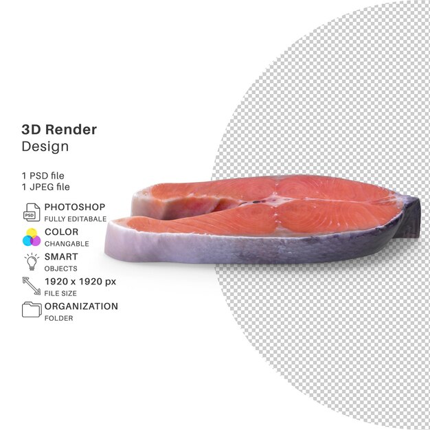 PSD rendering 3d di pesce salmone