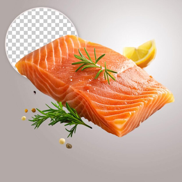 Salmon grilled roast steak isolated on transparency background