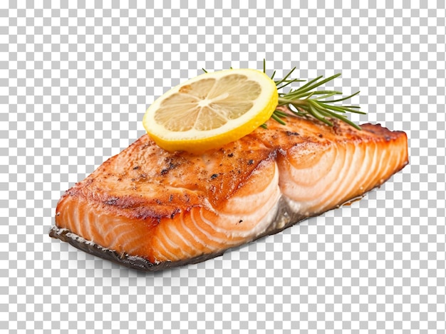 PSD salmon grilled roast steak isolated on transparent or white background png