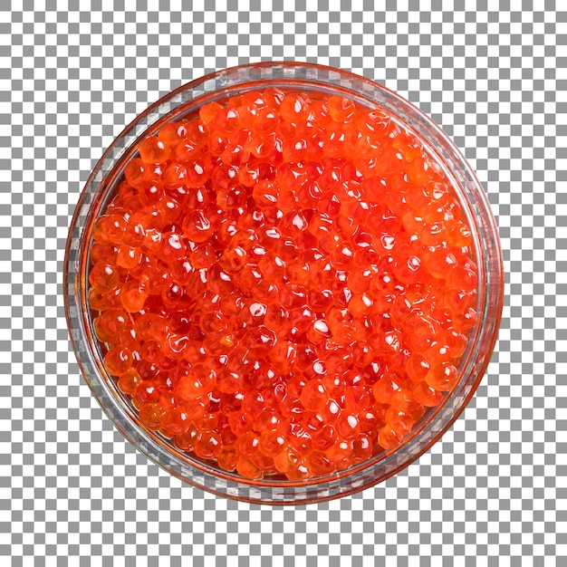 Salmon red caviar isolated on transparent background