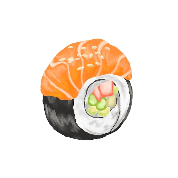 サルモン・サシミ・フレッシュ・スシ 日本のメニューイラスト