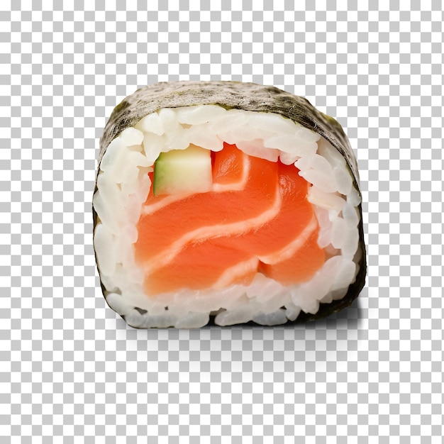 PSD salmon sushi roll isolated on transparent background png psd