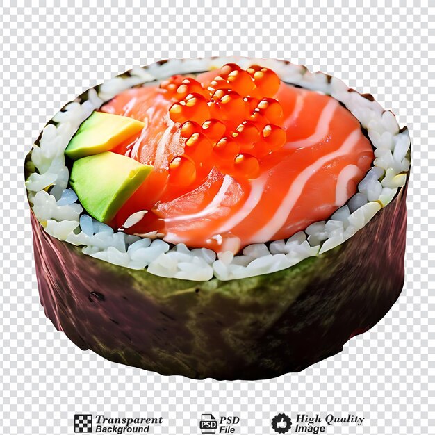 Salmon sushi roll isolated on transparent background