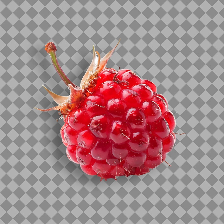 PSD salmonberry fruit with small and round shape and bright pink isolated fruit on clean background