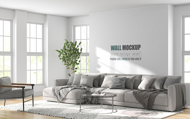 Salon został zaprojektowany w stylu amerykańskim Wall mcokup