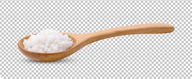 PSD salt in woodn spoon isolated on alpha layer