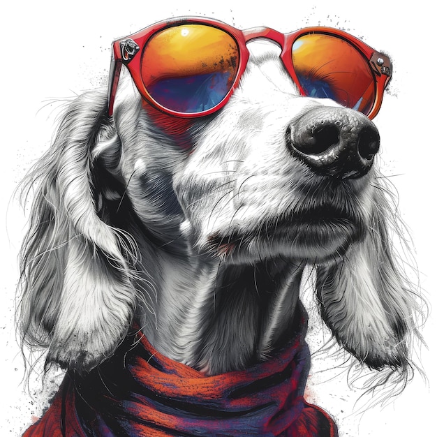 PSD a saluki in luxurious designer sunglasses isolate images white background