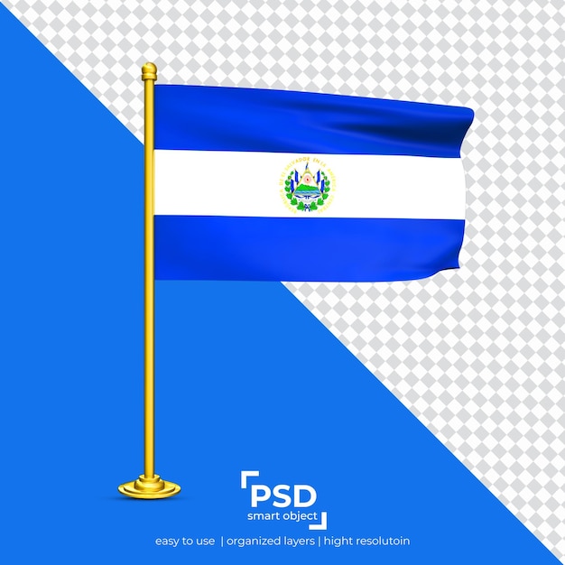 PSD salvador waving flag set isolated on transparent background
