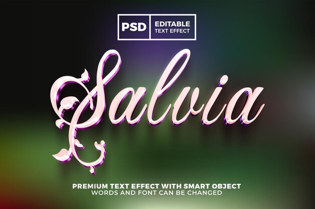 PSD salvia flower spring mock up 3d editable text effect style