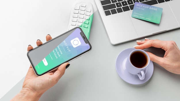 Samenstelling met mock-up voor smartphonebetalingsapp