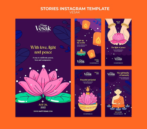 Samling av Instagram-stories for Vesak-dagen