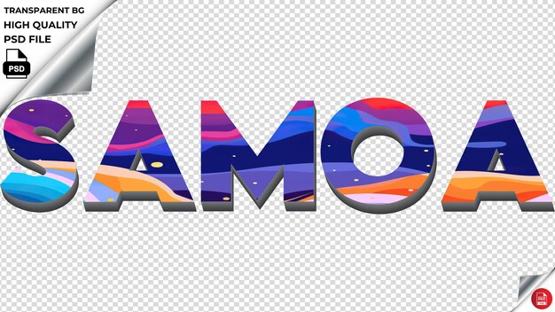 PSD samoa typography flat colorful text texture psd transparent