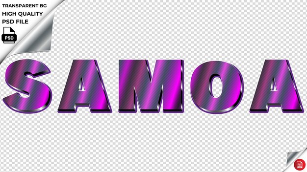 Samoa typography purple light text metalic psd transparent