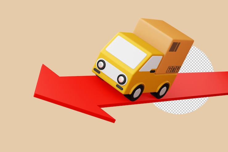 PSD samochód dostawczy z pojazdem do transportu paczek renderowania 3d