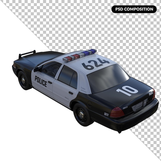 PSD samochód policyjny na białym tle 3d