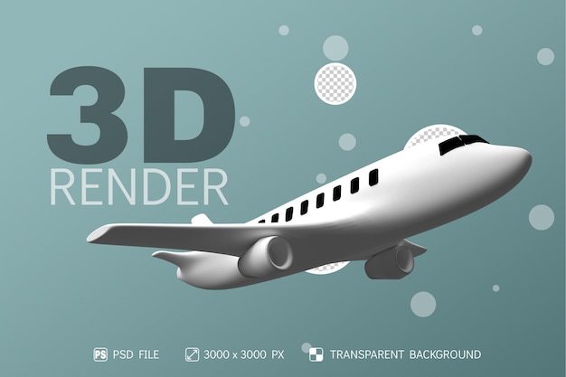 Samolot 3D Render z izolowanym tłem