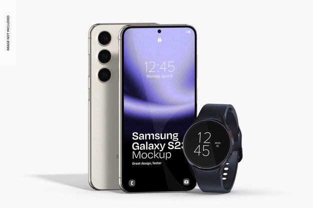 PSD samsung galaxy s23 and galaxy watch 6 mockup