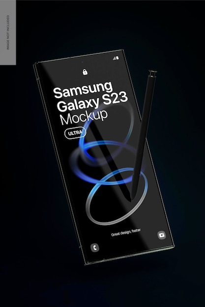 Samsung galaxy s23 ultra con mockup di sfondo nero