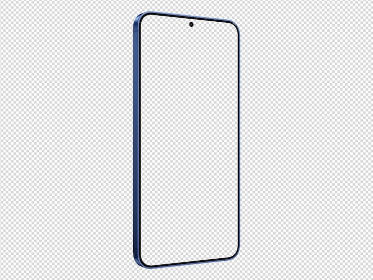 PSD samsung galaxy s25 navy mockup template without background and screen frame only isometric