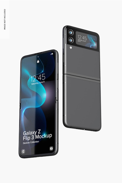 PSD samsung galaxy z flip 3 mockup, floating