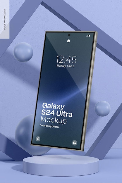samsung s24 ultra with abstract backdrop mockup floating