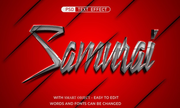 Samurai text effect 3d style