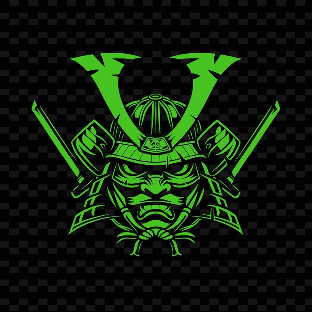 PSD logo samurai warlord mon con katanas e maschere per decorati designs vettoriali tribali creativi